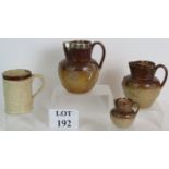 Three Victorian Stoneware harvest jugs,