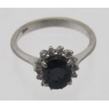 A 14ct white gold, sapphire and diamond