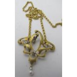 A French Art Nouveau open foliate pendan