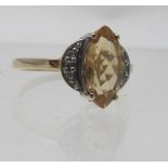 Imperial topaz marquise cut ring, 9ct go