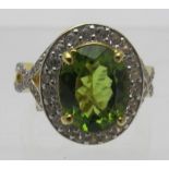 Natural peridot ring, 17mm x 13mm, portr