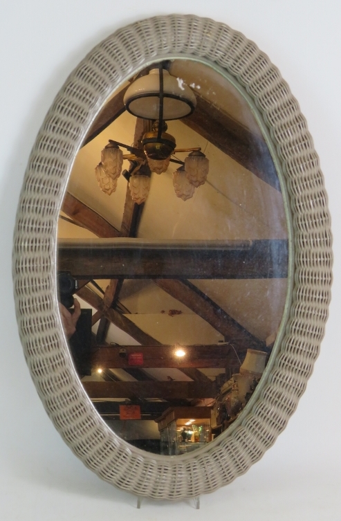 A vintage Lloyd Loom style oval mirror w - Image 2 of 5