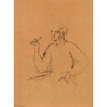 Pablo Picasso1881–1973Portrait, homme à la pipe1905Federzeichnung und Tusche auf gelblichem