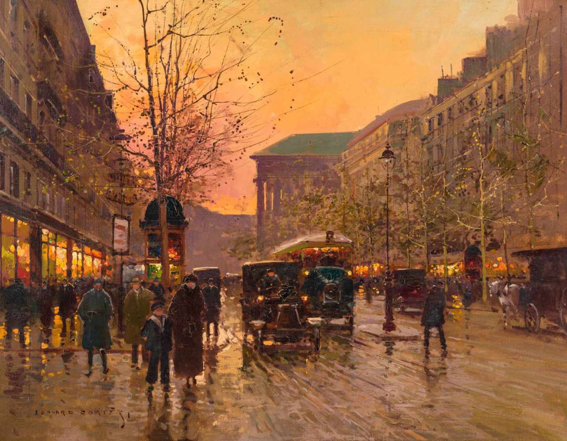 Edouard Cortes1882–1969Boulevard de la Madeleine au crépusculeum 1924Öl auf Leinwand50 x 65