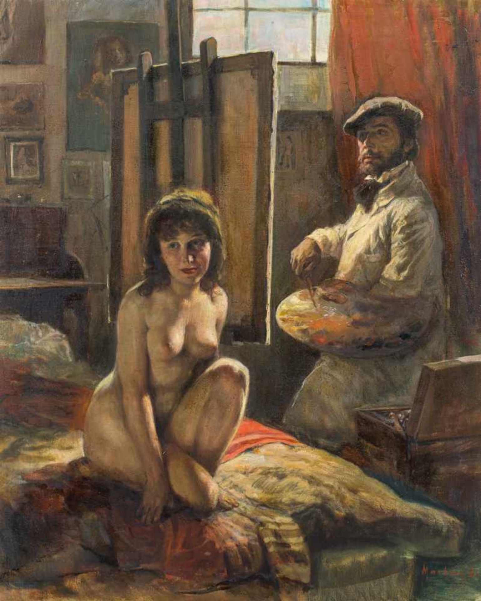 Lajos Markos1917–1993Im AtelierÖl auf Leinwand60,5 x 49,5 cm