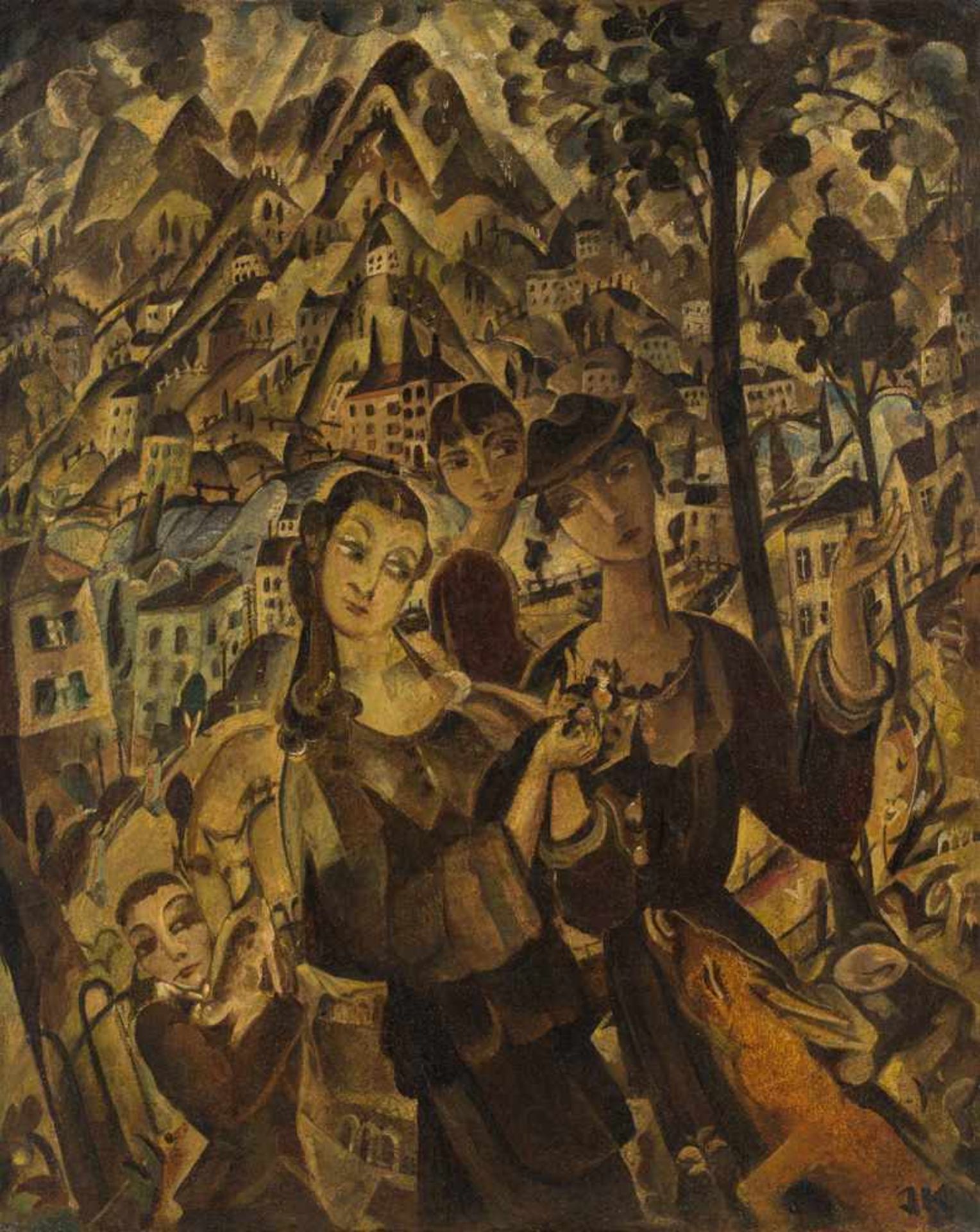 Joseph Kölschbach1892–1947Stadt und Menschen1917/18Öl auf Leinwand67,5 x 54,2 cmAuktion Lempertz,