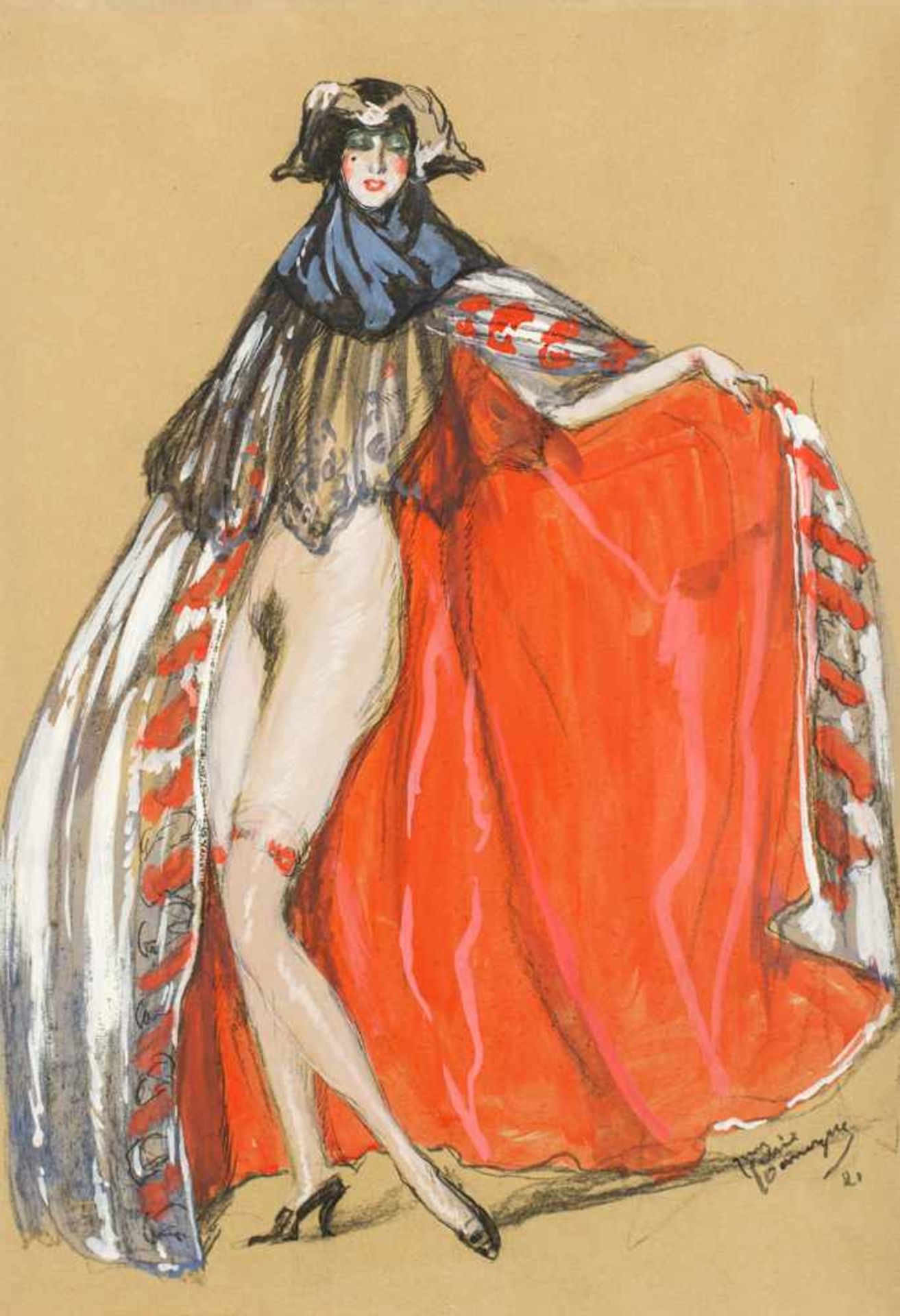 Jean Gabriel Domergue1889–1962Jeune femme costumée1921Gouache und Kohle auf Papier50 x 33