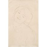 Gustav Klimt1862–1918Brustbild eines nackten Mädchens nach rechtsum 1916Bleistift auf Papier55,5 x