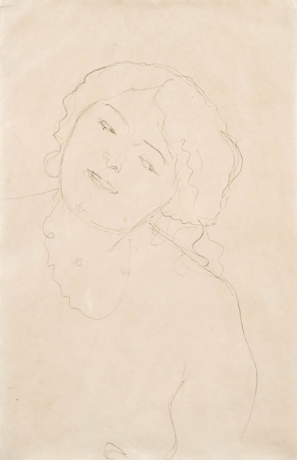 Gustav Klimt1862–1918Brustbild eines nackten Mädchens nach rechtsum 1916Bleistift auf Papier55,5 x