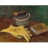 Alfred Pellan1906–1988Nature morte aux gants, pipe et livre1931Öl auf Holz26,5 x 35 cm