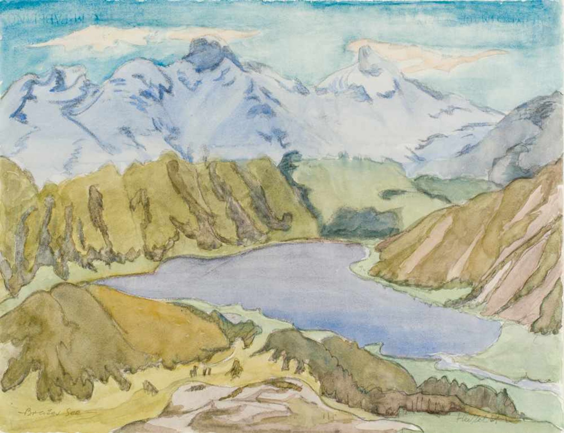 Erich Heckel1883–1970Breiter See1961Aquarell und Kohle auf Papier48 x 62 cm