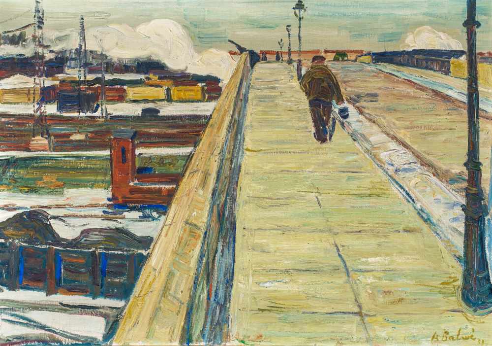 Arnold Balwé1898–1983Brücke über die Schienen II1931Öl auf Leinwand70 x 100 cm