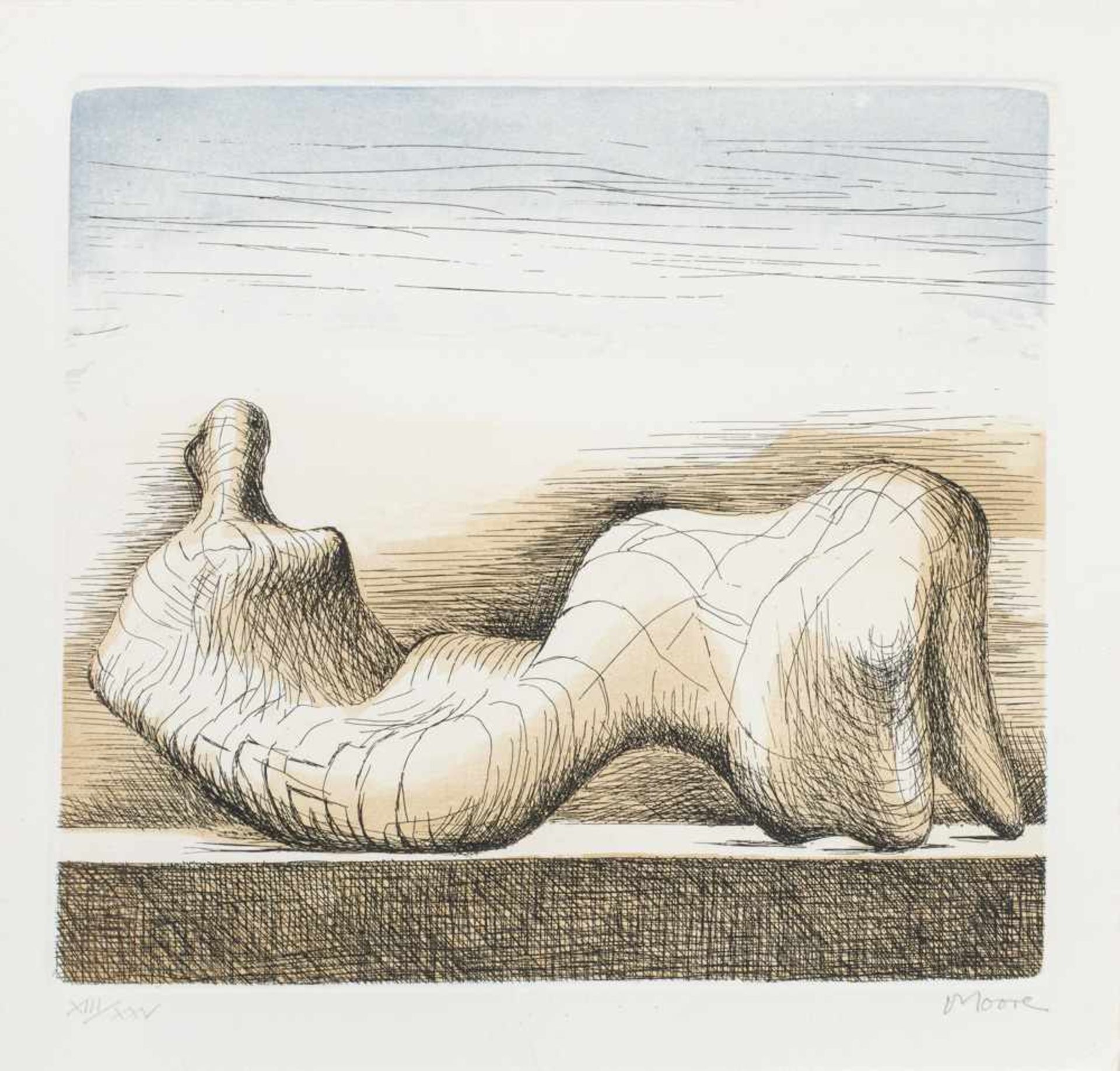 Henry Moore1898–1986Reclining Figure1976Farbaquatinta19,5 x 20,5 cm(Platte)WERKVERZEICHNIS Cramer,