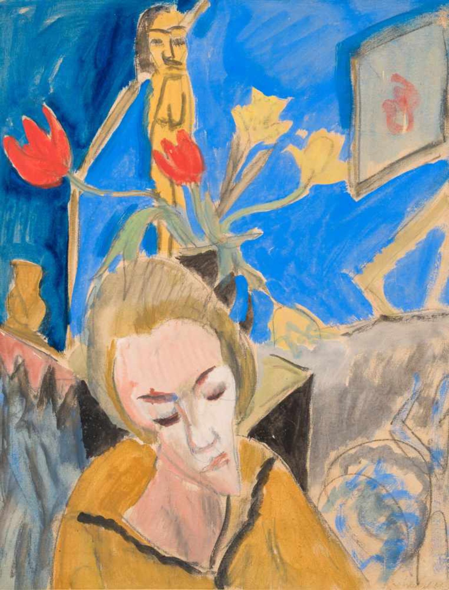 Erich Heckel1883–1970Frau1921Gouache und Aquarell über Kohle62 x 49 cmDas Werk wird in das Werk-