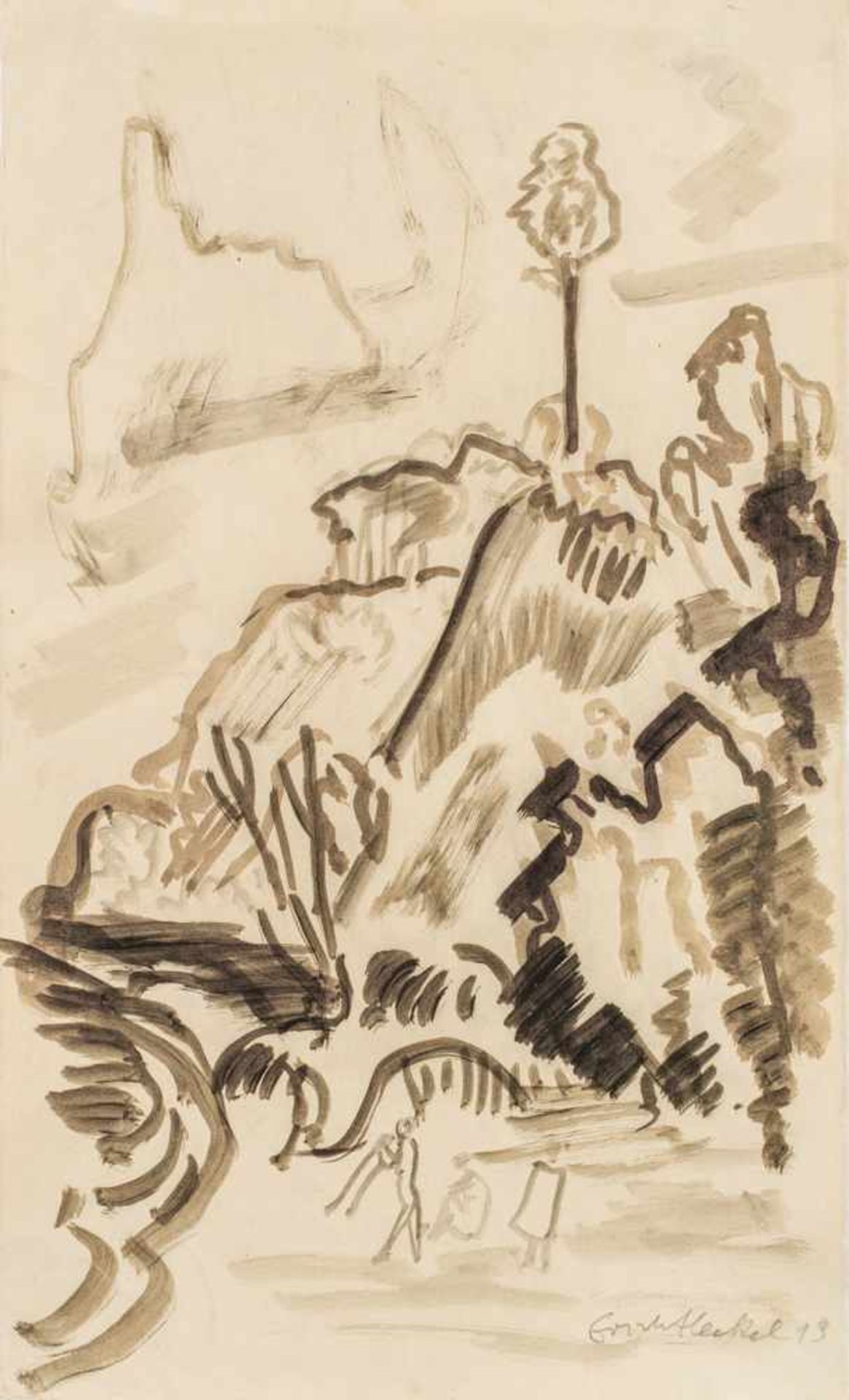 Erich Heckel1883–1970Hohes Ufer, Der Strand von Osterholz1913Tuschpinsel auf Papier49,8 x 30,3