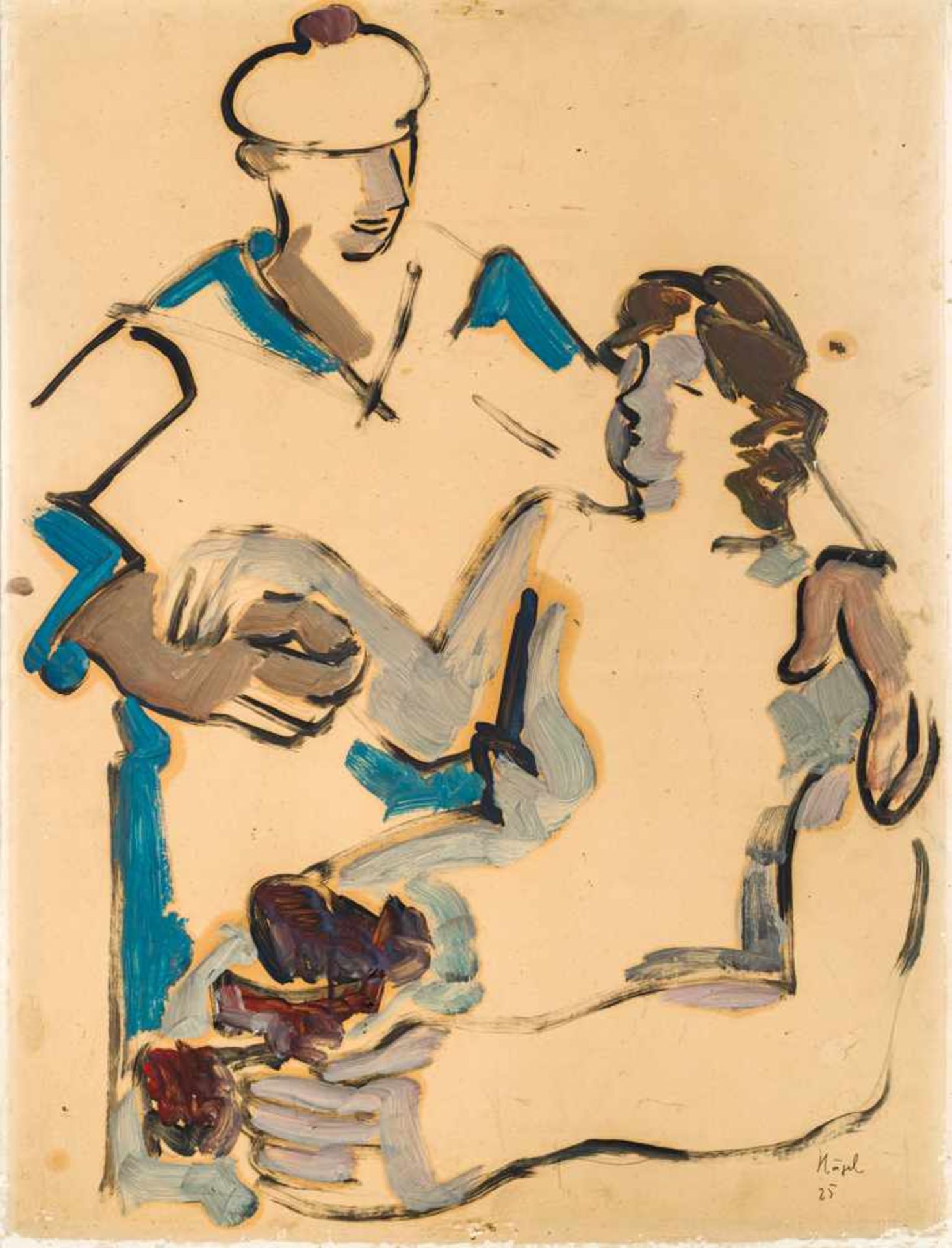 Helmut Kolle1899–1931gen. Helmut vom HügelSeemann und Frau1925Öl auf Papier auf Karton65 x 49,5