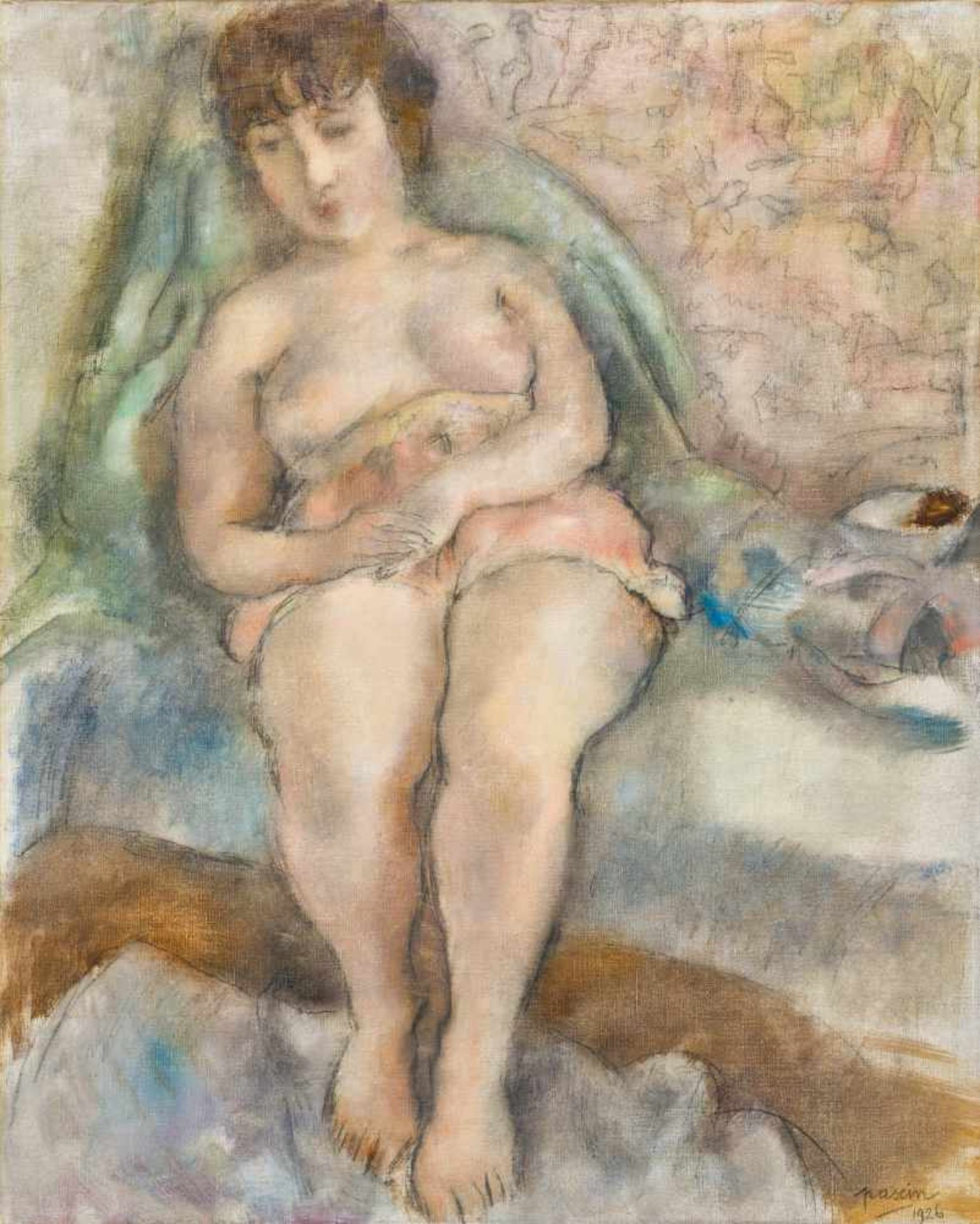 Jules Pascin1885–1930Jeune femme assise1926Öl auf Leinwand80,5 x 65 cmAlfred-Julien Loewer, La