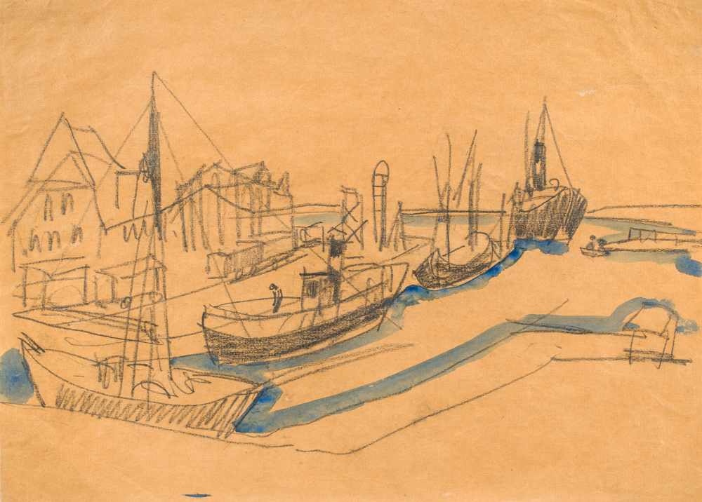 Ernst Ludwig Kirchner1880–1938Hafen von Burgstaaken, Fehmarn1912schwarzer Zimmermanns-Bleistift