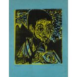 Ernst Ludwig Kirchner1880–1938Martin Monsch1919Farbholzschnitt auf blauem Velinpapier34,5 x 29,5