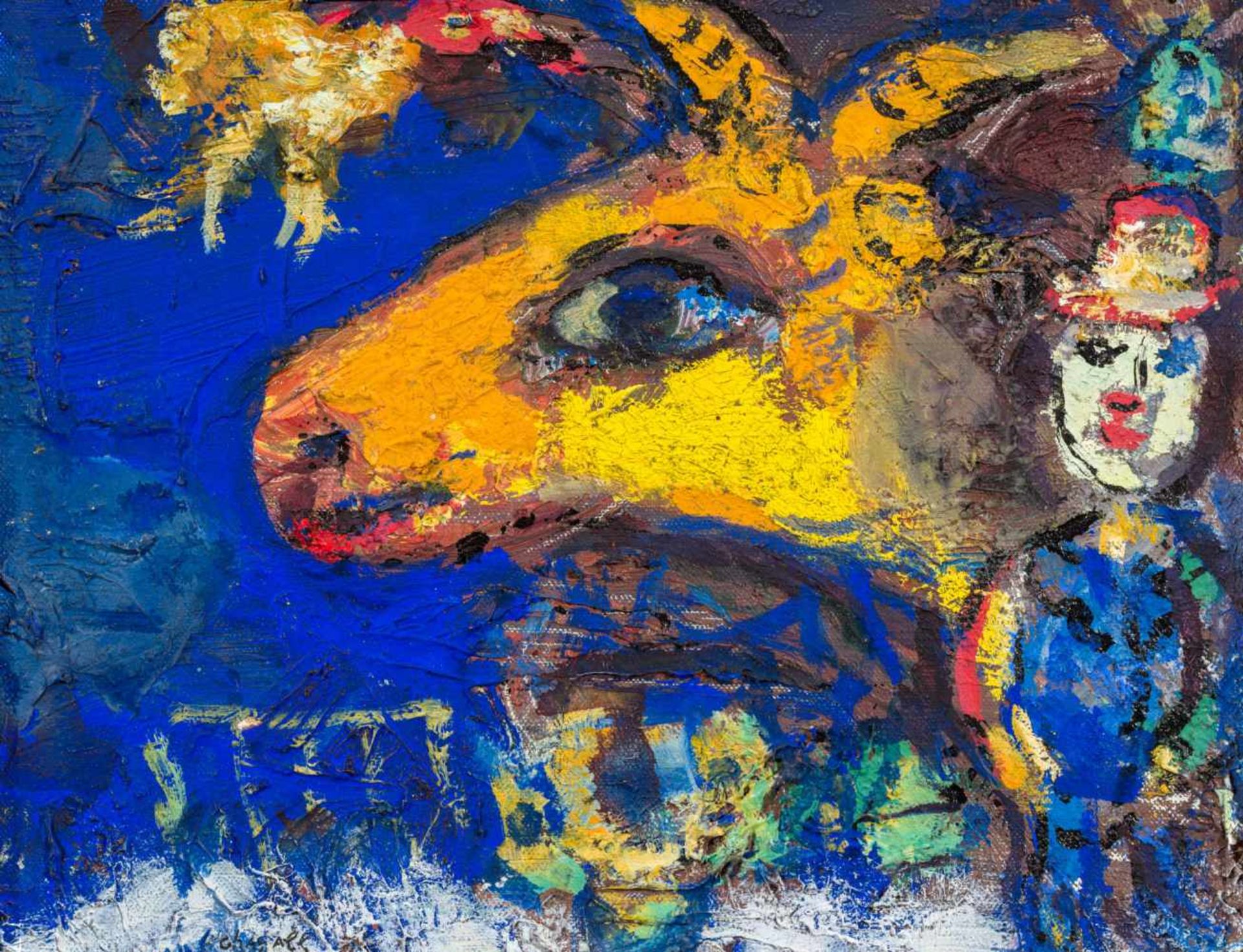 Marc Chagall1887–1985Le profil du bouc jauneum 1962Öl auf Leinwand19 x 24 cmNachlass des