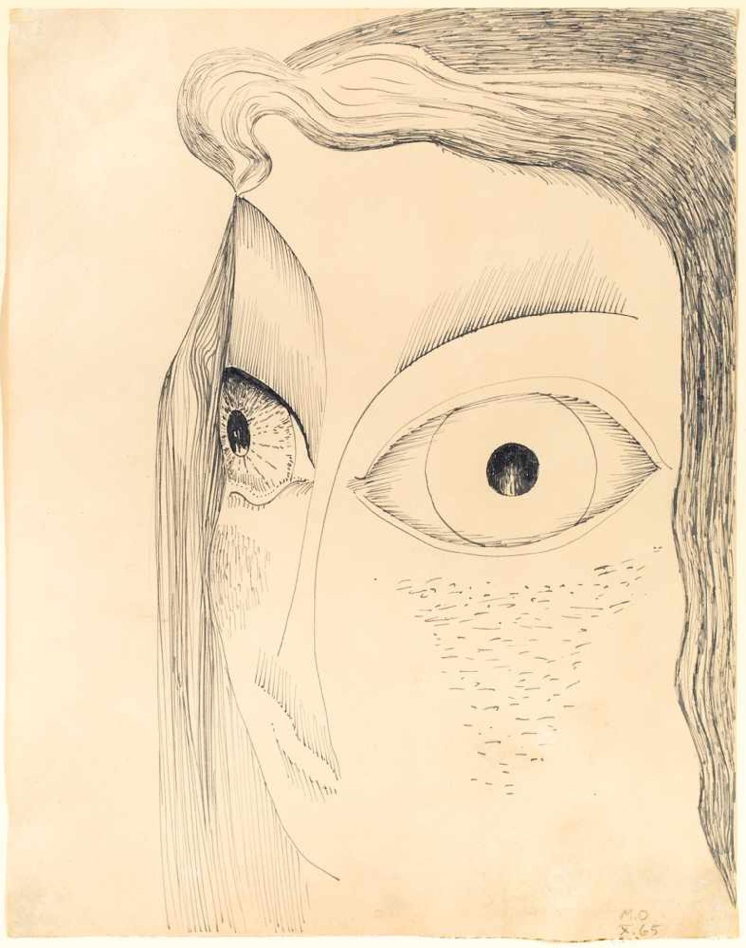 Meret Oppenheim1913–1985Portrait de femme, les yeux1965Tusche auf Papier37,5 x 29,5 cmEine