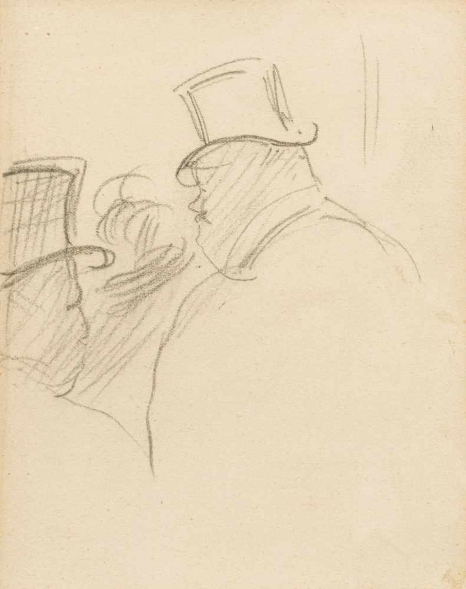 Henri de Toulouse-Lautrec1864–1901Deux hommes en chapeau haut-de-formeum 1894Bleistift auf Papier