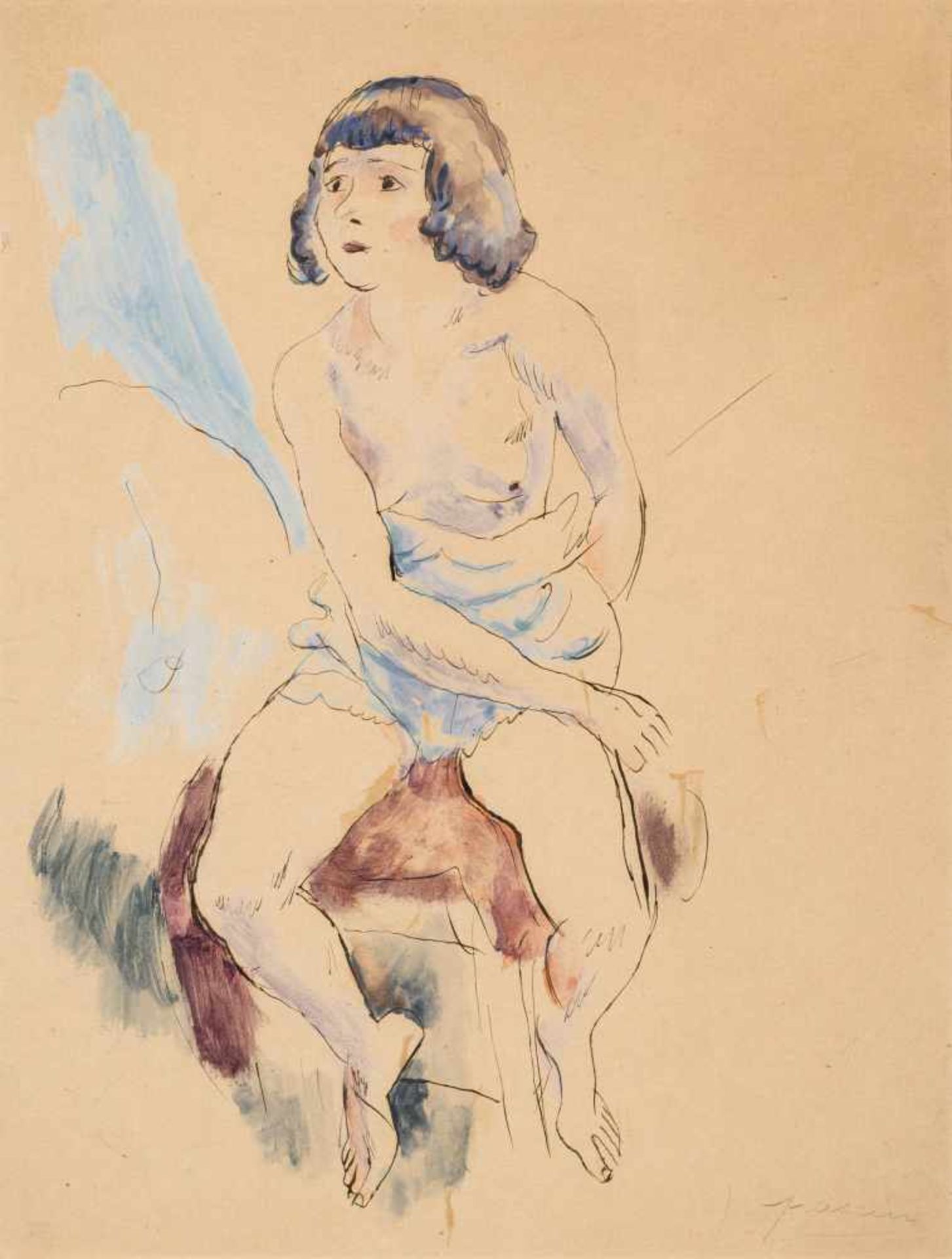 Jules Pascin1885–1930Nu assisAquarell, Gouache und Tinte auf Papier30 x 23 cm(Lichtmass)Alfred-
