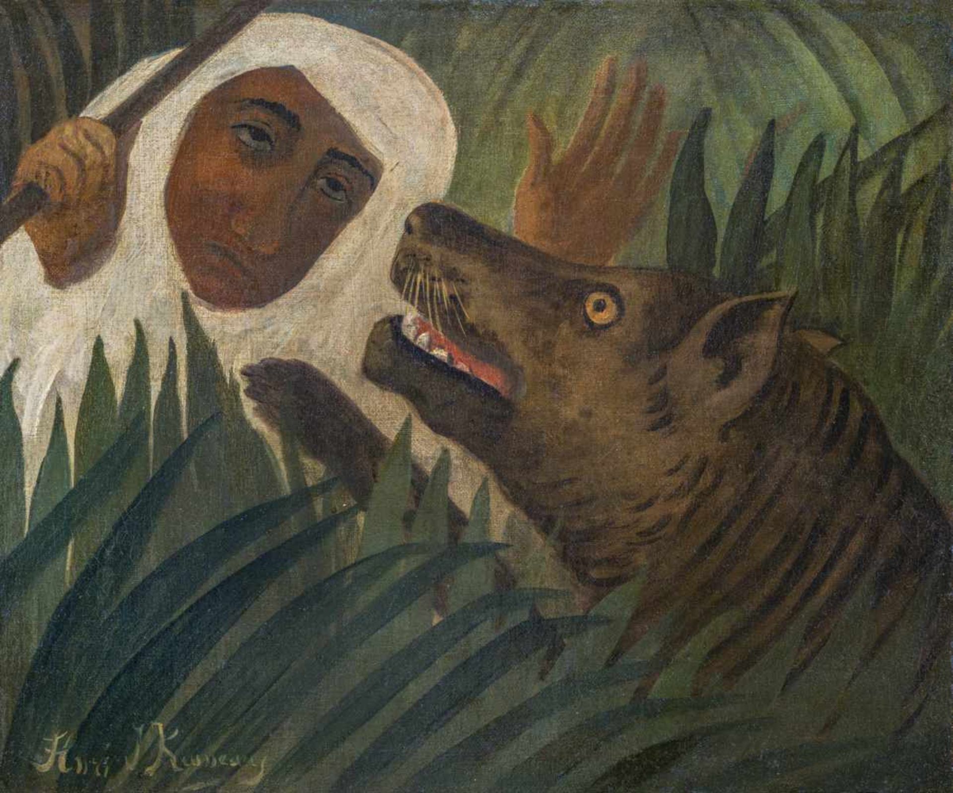 Henri Rousseau1844–1910Arabe attaqué par une hyèneÖl auf Leinwand38,7 x 46,4 cmeuropäische