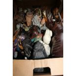 A BOX CONTAINING A LARGE SELECTION OF MODEL ANIMALS the majority from the African continent