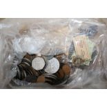 A BOX CONTAINING A SELECTION OF COLLECTOR'S COINS & TOKENS and sundry other items