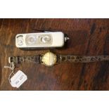 A GENTLEMAN'S OMEGA BRANDED WRISTWATCH on period mock croc strap, together with a cased SPY CAMERA,