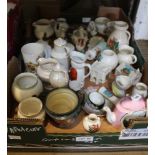 A BOX CONTAINING A SELECTION OF COLLECTABLE POTTERY & PORCELAIN to include; Royal Doulton