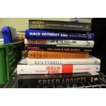 A SELECTION OF HARD AND PAPERBACKED BOOKS ON FORMULA 1 GRAND PRIX RACING