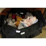 A LARGE BLACK HOLDALL OF "BEANIE BABIES" VARIOUS together with a "Fishbone" advertising plaque