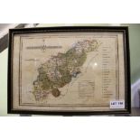 A LATER COLOURED ANTIQUE MAP OF NORTHAMPTONSHIRE, published in 1803, glazed in slender modern