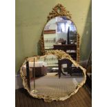 TWO FANCY FRAMED PLAIN PLATE WALL MIRRORS