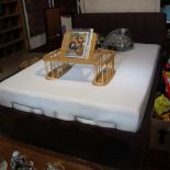 A TEMPUR BRANDED DOUBLE BED with lift up action for divan storage, together with suede effect