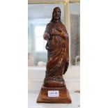 A CARVED WOODEN FIGURE OF "OUR SAVIOUR" with a sacred heart