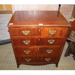 A LATE 19TH CENTURY COMMODE in the form of a low four drawer chest