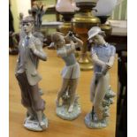 THREE VARIOUS LLADRO GOLFING FIGURINES