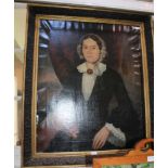 A 19TH CENTURY OIL ON CANVAS FEMALE PORTRAIT STUDY, appears unsigned, in decorative moulded part