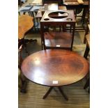 A PROBABLE 19TH CENTURY WASHSTAND together with a reproduction mahogany OVAL TABLE