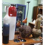 A COLLECTION OF DECORATIVE DOMESTIC ITEMS to include; pots and vases, model giraffes and Eastern