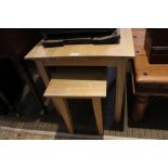 TWO MODERN LIGHT OAK SIDE TABLES