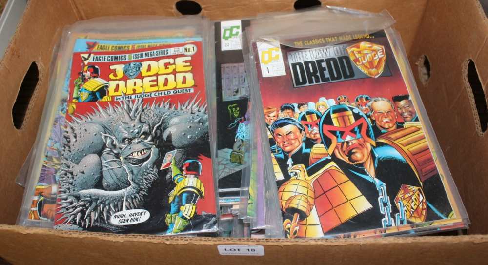 A BOX CONTAINING A LARGE SELECTION OF "JUDGE DREDD" COMICS