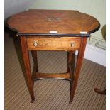 A LATE 19TH CENTURY DECORATIVELY INLAID OCCASSIONAL TABLE fitted with a single drawer