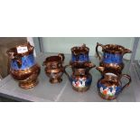 A SELECTION OF 19TH CENTURY COPPER LUSTRE JUGS