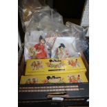 A BOX CONTAINING COSTUME DOLLS OF THE WORLD together with boxed Pelham puppets