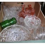 A BOX CONTAINING A SELECTION OF DOMESTIC GLASSWARE VARIOUS