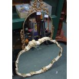 TWO FANCY FRAMED PLAIN PLATE WALL MIRRORS